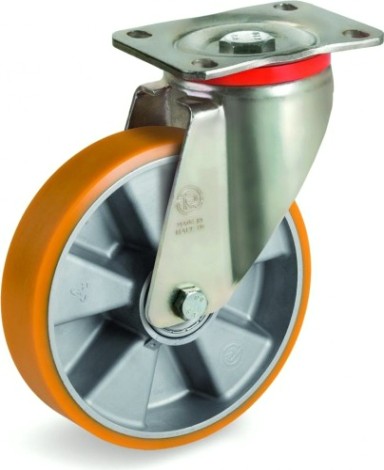 Колесо из алюминия/полиуретан TELLURE ROTA 657603 серия 65, d-125 мм, поворотное (100х85) [8007554033104]