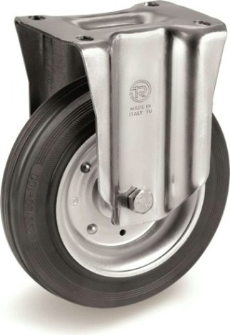 Колесо из черной резины TELLURE ROTA 535902 серия 53, d-100 мм, неповоротное (100х85) [8007554029435]