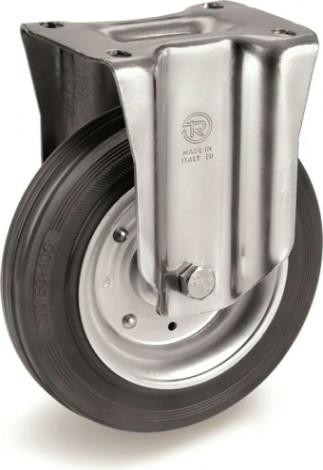 Колесо из черной резины TELLURE ROTA 535906 серия 53, d-200 мм, неповоротное (140х110) [8007554029473]