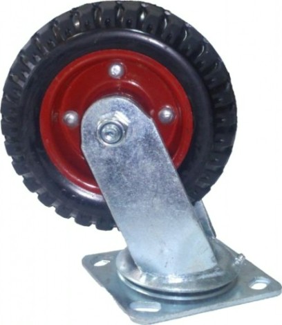 Колесо из литой резины MFK-TORG SC80Л125 поворотное красный диск 125 мм