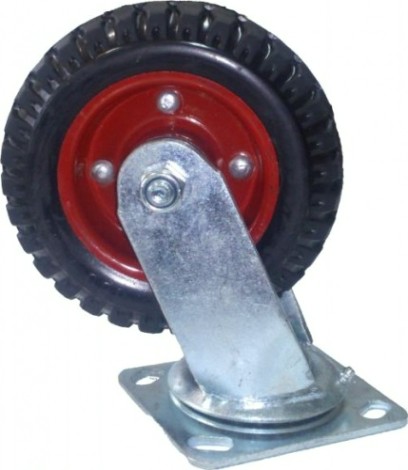 Колесо из литой резины MFK-TORG SC80Л200 поворотное красный диск 200 мм