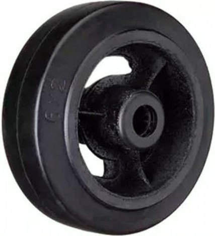 Колесо из литой резины TOR D 46 чугунное без крепления 100 мм (черн. роликоподш.) [1027160]