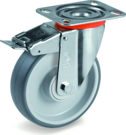 Колесо из термопластической резины TELLURE ROTA 716303 поворотная с тормозом, D-125