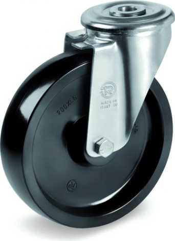 Колесо из термостойкой смолы TELLURE ROTA 676101 серия 67, d-80 мм, до 300 °C, поворот, под М12 мм [8007554061107]