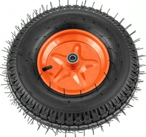 Колесо пневматическое для тачки PALISAD 4.00-8 усиленное, шина 8PR (400мм, d12мм, длина оси 90мм) [68952]