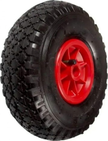 Колесо пневматическое TOR PR 1805-2 пласт. обод, симм. ступица, втулка скольж. (260 мм [1031443]