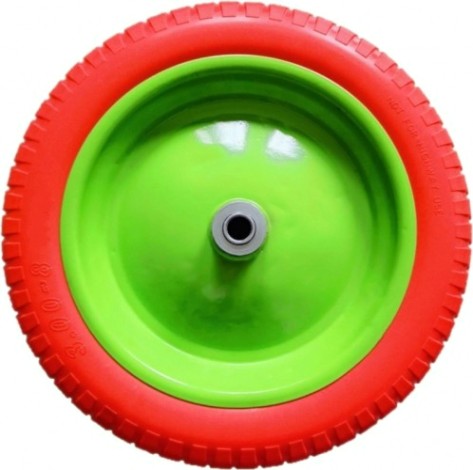 Колесо полиуретановое для тачки СИБРТЕХ 3.00-8 (длина оси 90мм, подшипник 20мм) [689765]