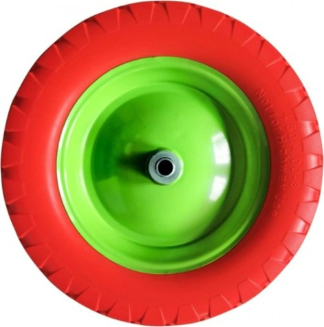 Колесо полиуретановое для тачки СИБРТЕХ 4.80/4-8 (длина оси 90мм, подшипник 20мм) [689775]