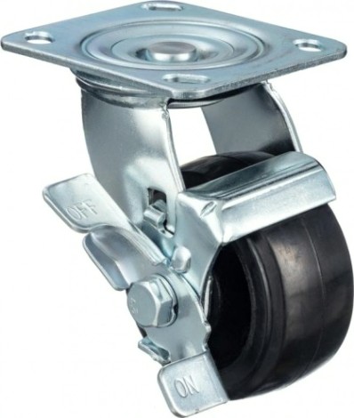 Колесо промышленное СТЕЛЛА-ТЕХНИК N29100B1 100мм, чугун/рез, поворотное с боковым тормозом, и