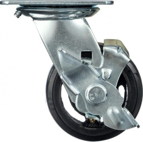 Колесо промышленное СТЕЛЛА-ТЕХНИК N29100B1 100мм, чугун/рез, поворотное с боковым тормозом, и