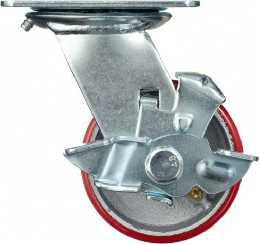 Колесо промышленное СТЕЛЛА-ТЕХНИК N29100CPUB1 100мм, чугун/полиуретан, поворотное с тормозом, иг