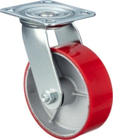 Колесо промышленное СТЕЛЛА-ТЕХНИК N29125CPU 125мм, чугун/полиуретан, поворотное, игольчатый, 2