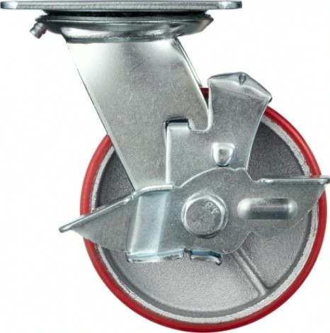 Колесо промышленное СТЕЛЛА-ТЕХНИК N29125CPUB1 125мм, чугун/полиуретан, поворотное с тормозом, иг