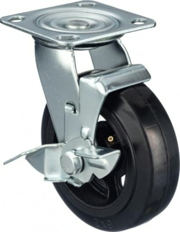 Колесо промышленное СТЕЛЛА-ТЕХНИК N29150B1 150мм, чугун/рез, поворотное с тормозом, игольчаты Колесо промышленное СТЕЛЛА-ТЕХНИК N29150B1 150мм, чугун/рез, поворотное с тормозом, игольчаты