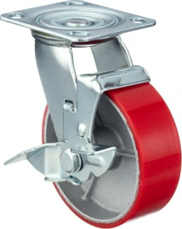 Колесо промышленное СТЕЛЛА-ТЕХНИК N29150CPUB1 150мм, чугун/полиуретан, поворотное с тормозом, иг Колесо промышленное СТЕЛЛА-ТЕХНИК N29150CPUB1 150мм, чугун/полиуретан, поворотное с тормозом, иг