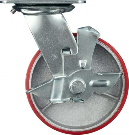 Колесо промышленное СТЕЛЛА-ТЕХНИК N29150CPUB1 150мм, чугун/полиуретан, поворотное с тормозом, иг