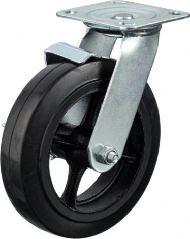 Колесо промышленное СТЕЛЛА-ТЕХНИК N29200B1 200мм, чугун/рез, поворотное с боковым тормозом, и