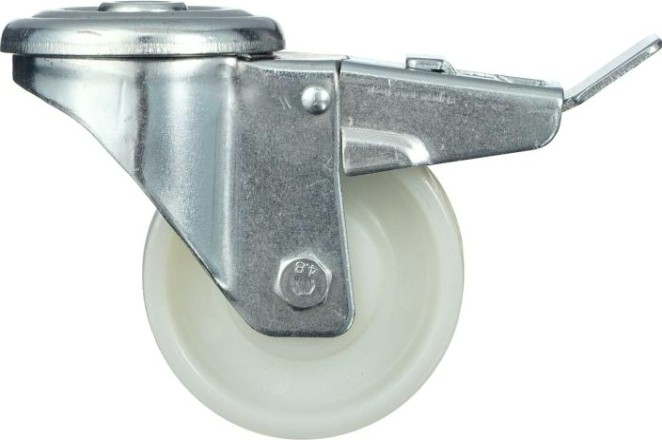 Колесо промышленное СТЕЛЛА-ТЕХНИК N45080PNYDB 80мм, полиамид поворотное с отверстием 12мм и торм