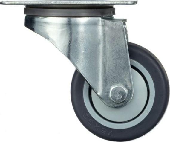 Колесо промышленное СТЕЛЛА-ТЕХНИК N48075TPR поворотное, 75мм, 70кг, термопласт. серая резина,