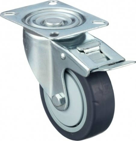 Колесо промышленное СТЕЛЛА-ТЕХНИК N48075TPRB поворотное с тормозом, 75мм, 70кг, термопласт. сер Колесо промышленное СТЕЛЛА-ТЕХНИК N48075TPRB поворотное с тормозом, 75мм, 70кг, термопласт. сер