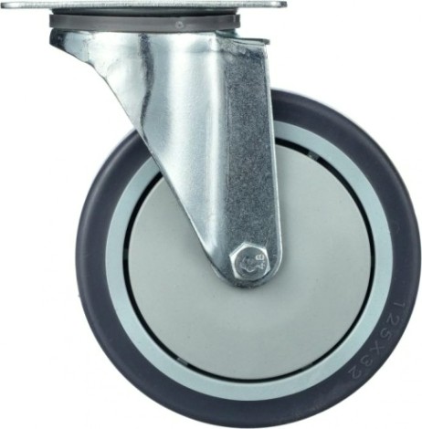 Колесо промышленное СТЕЛЛА-ТЕХНИК N48125TPR поворотное, 125мм, 140кг, термопласт. серая резина