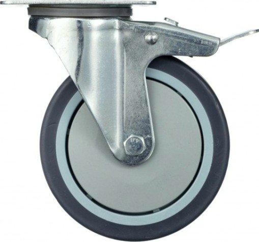 Колесо промышленное СТЕЛЛА-ТЕХНИК N48125TPRB поворотное с тормозом, 125мм, 140кг, термопласт. с