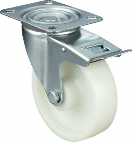 Колесо промышленное СТЕЛЛА-ТЕХНИК N48160PNYB поворотное с тормозом, 160мм, полиамид, 500кг
