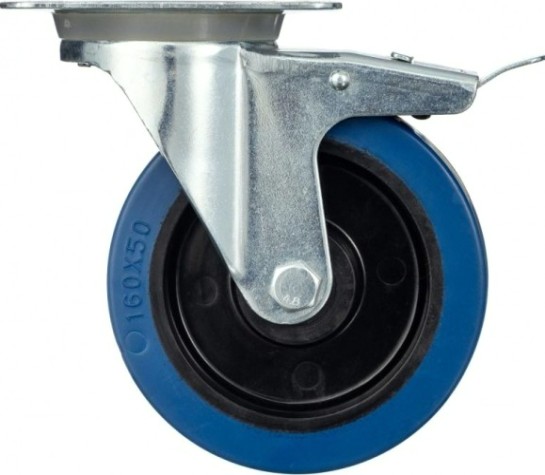 Колесо промышленное СТЕЛЛА-ТЕХНИК N48160RBLB поворотное с тормозом, 160мм, полипропилен/эластич