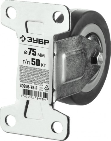 Колесо промышленное ЗУБР d=100 мм, г/п 65 кг неповоротное (резина/полипропилен) [30956-100-F]