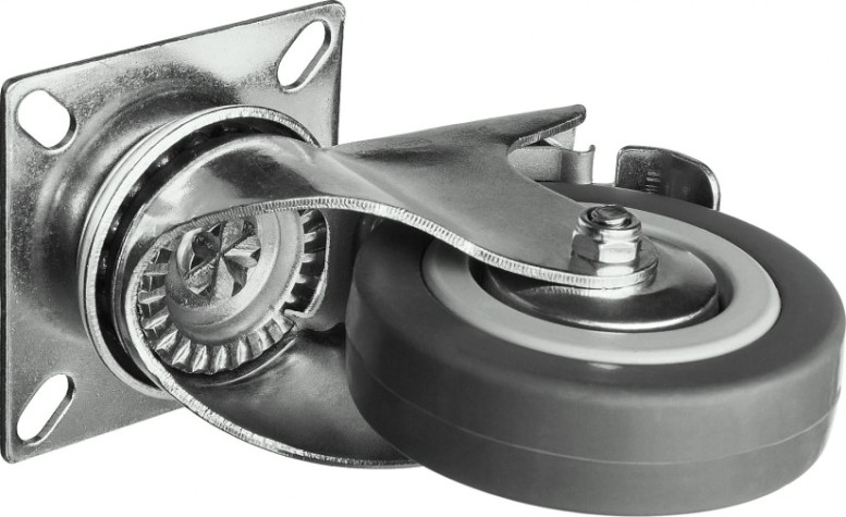 Колесо промышленное ЗУБР d=100 мм, г/п 65 кг поворотное с тормозом (резина/полипропилен) [30956-100-B]