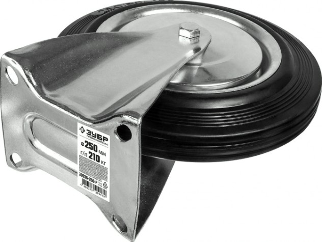 Колесо промышленное ЗУБР d=100 мм, г/п 70 кг неповоротное (резина, игольчатый подшипник) [30936-100-F]