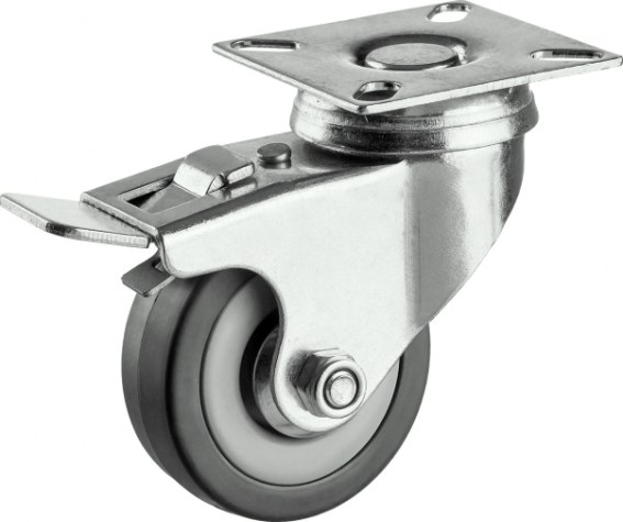 Колесо промышленное ЗУБР d=50 мм, г/п 35 кг поворотное с тормозом (резина/полипропилен) [30956-50-B]