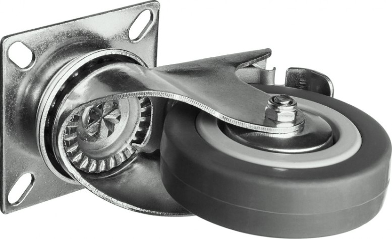 Колесо промышленное ЗУБР d=75 мм, г/п 50 кг поворотное с тормозом (резина/полипропилен) [30956-75-B]