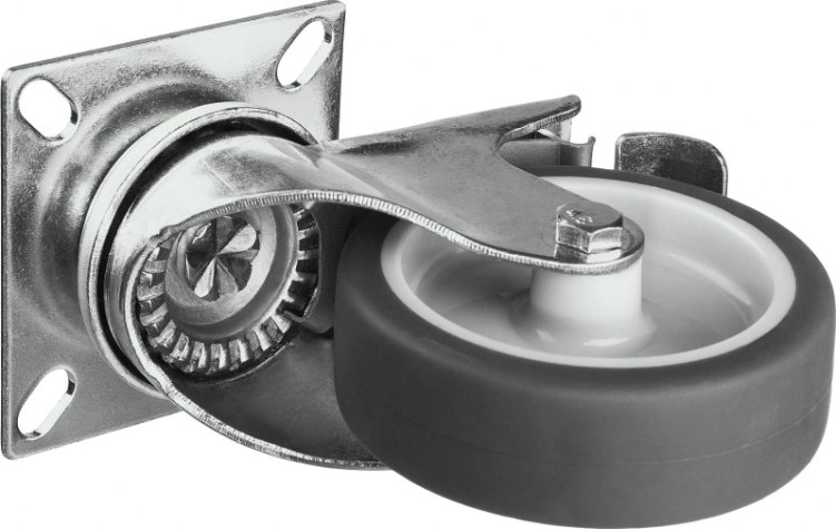 Колесо промышленное ЗУБР d=75 мм, г/п 60 кг поворотное с тормозом (термопластич. резина/полипропилен) [30946-75-B]