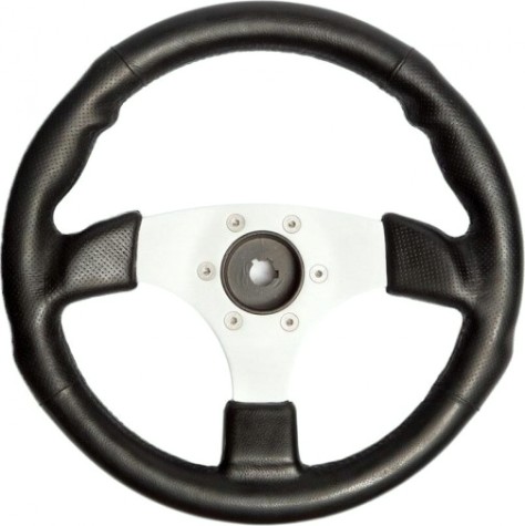 Колесо рулевое SKIPPER 340 мм, обод черный, спицы алюминий/черный [SK-161E]