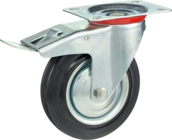 Колесо СТЕЛЛА-ТЕХНИК 4003-160 d=160 мм, г/п=145 кг, поворотное с тормозом [6973720469669]