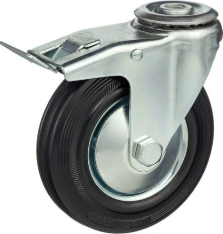 Колесо СТЕЛЛА-ТЕХНИК 536203 d=125 мм, г/п=130 кг поворот. с торм с отв. 12 мм [8007554029565]