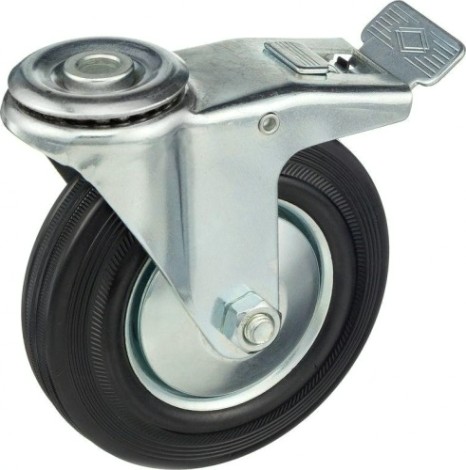 Колесо СТЕЛЛА-ТЕХНИК 536203 d=125 мм, г/п=130 кг поворот. с торм с отв. 12 мм [8007554029565]