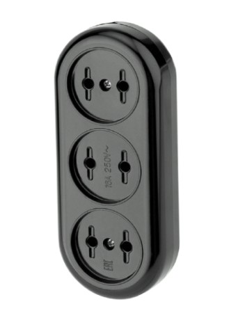 Колодка REXANT 11-8979 3 гнезда карболитовая б/з 16А, черная