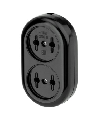 Колодка REXANT 11-8981 2 гнезда карболитовая б/з 16А, черная