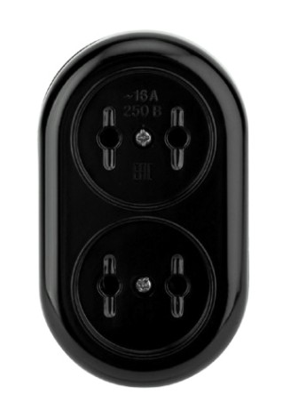 Колодка REXANT 11-8981 2 гнезда карболитовая б/з 16А, черная