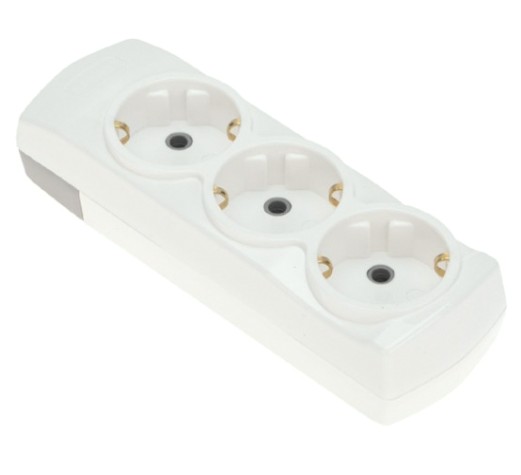 Колодка REXANT 13-4400 PREMIUM 3 гнезда, с/з, белый