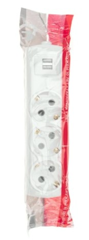 Колодка REXANT 13-4402 PREMIUM 3 гнезда, с/з, 2 USB, белый