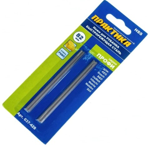 Комплект ножей для рубанка ПРАКТИКА HSS 82х5.5х1.2 мм 037-428 [037-428]