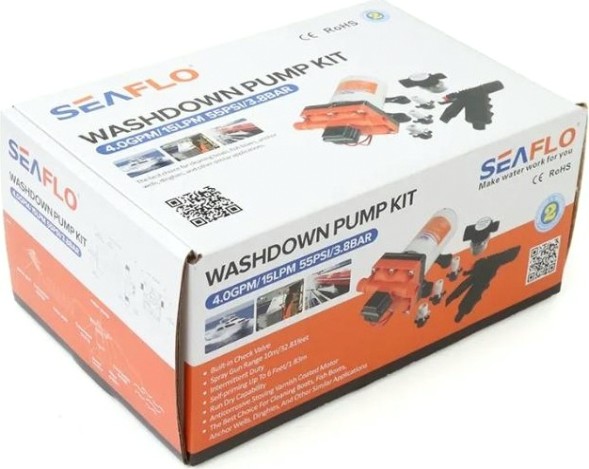 Комплект помывочный SEAFLO 12V 15 л/мин, 3.8 BAR без шланга [SFWP1-040-055-42B]