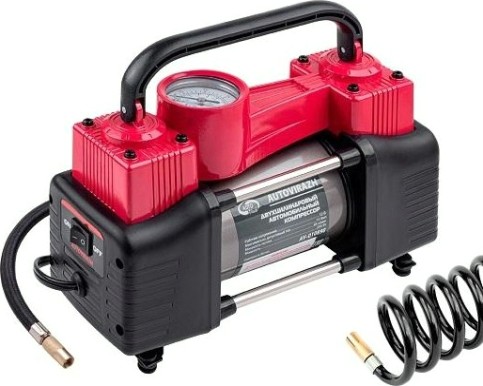 Компрессор автомобильный Autovirazh AV-010890 двухцилиндровый 85 л/мин в кейсе