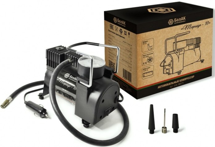 Компрессор автомобильный БелАК Торнадо-10 12 В, 80 Вт, 30 л/мин БАК.99171 [БАК.99171]
