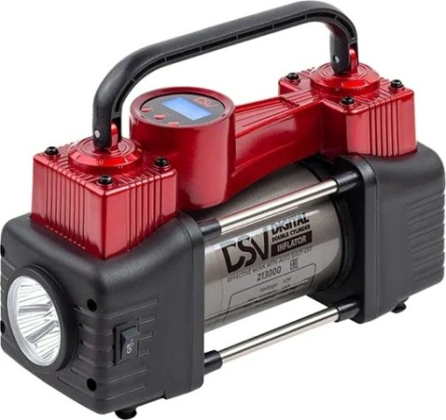 Компрессор автомобильный Dsv 213 000 smart, двухцилиндровый с led фонарем 65 л/мин [213000]