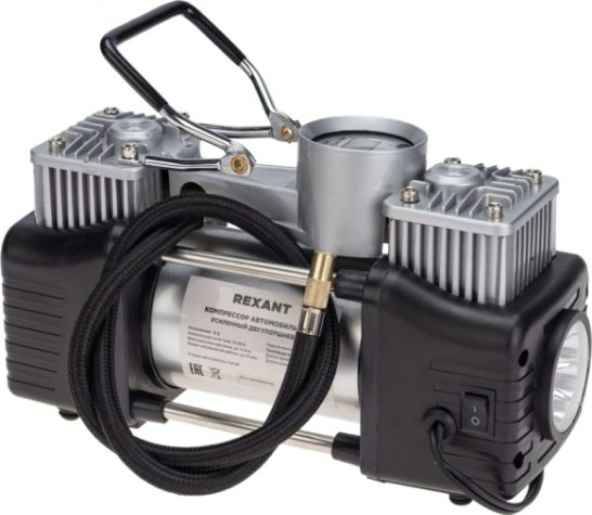 Компрессор автомобильный REXANT 80-0522 усиленный двухпоршневой Компрессор автомобильный REXANT 80-0522 усиленный двухпоршневой