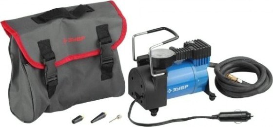 Компрессор автомобильный ЗУБР ЭКСПЕРТ 3 насадки [61127]